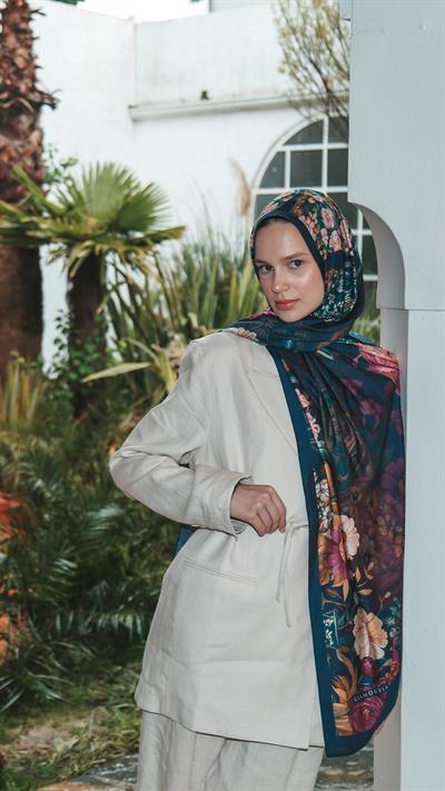 ROSE DESEN ŞAL LACİVERT-7