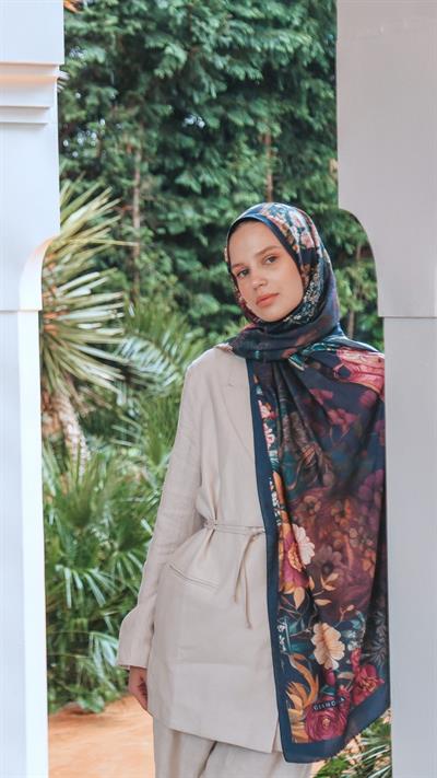 ROSE DESEN ŞAL LACİVERT-7