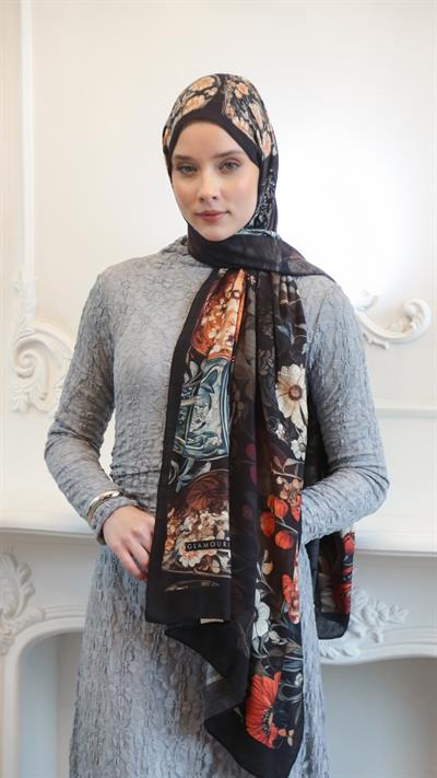 ROSE DESEN ŞAL SİYAH-6