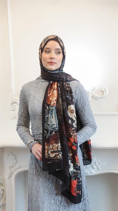 ROSE DESEN ŞAL SİYAH-6