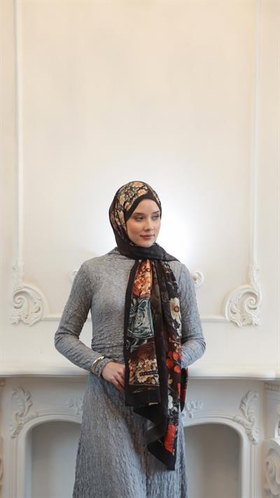 ROSE DESEN ŞAL SİYAH-6