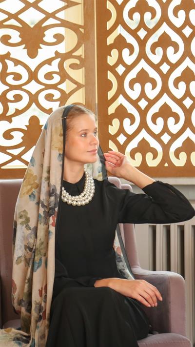 ROSALİNE DESEN ŞAL BEJ-1