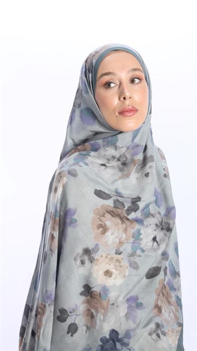 ROSALİNE DESEN ŞAL FÜME-5