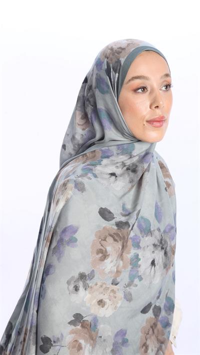 ROSALİNE DESEN ŞAL FÜME-5