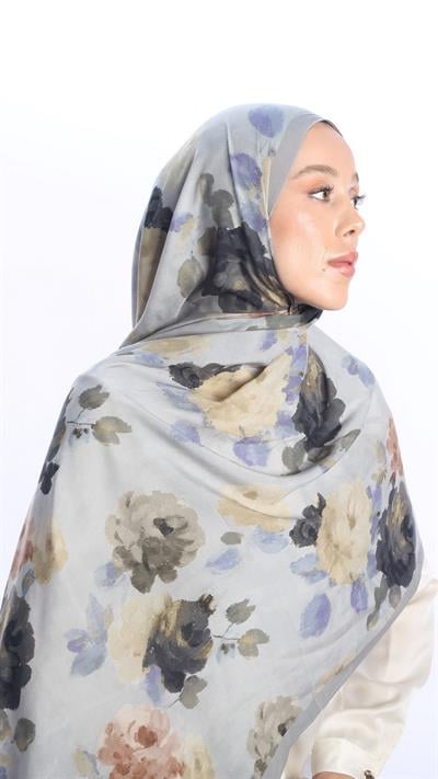 ROSALİNE DESEN ŞAL GRİ-6