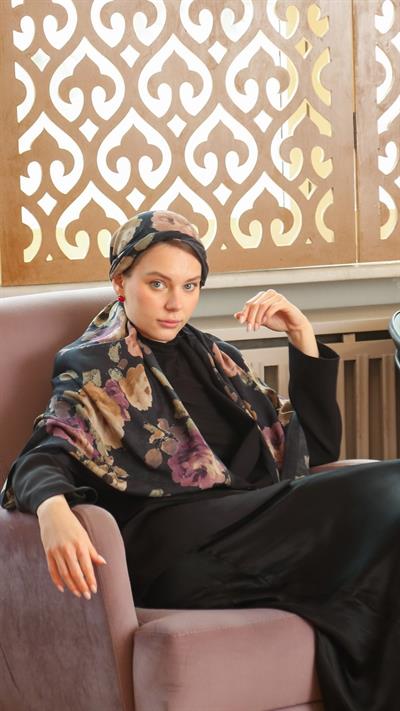 ROSALİNE DESEN ŞAL SİYAH-2