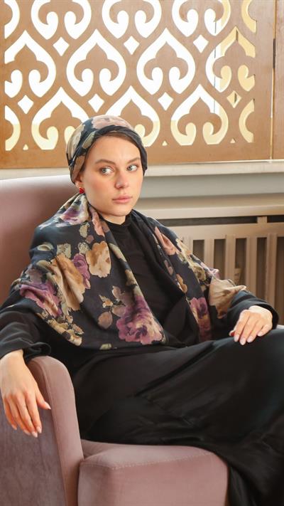 ROSALİNE DESEN ŞAL SİYAH-2