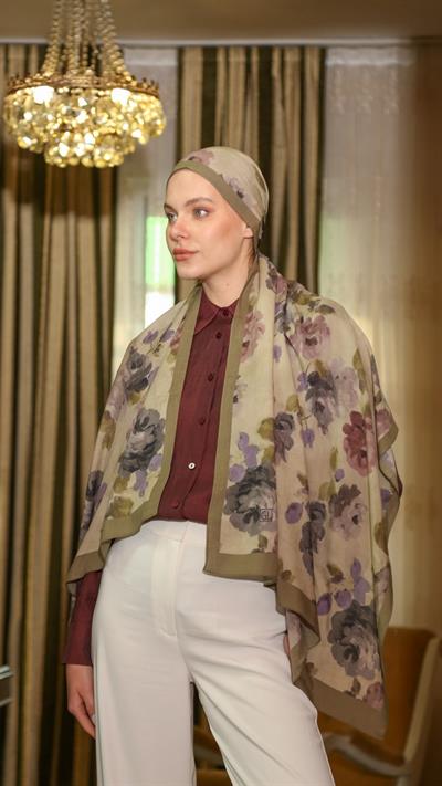 ROSALİNE DESEN ŞAL YEŞİL-3