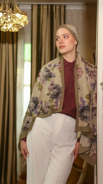 ROSALİNE DESEN ŞAL YEŞİL-3