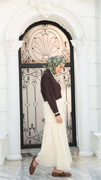 ROSELİER DESEN EŞARP MİNT YEŞİL