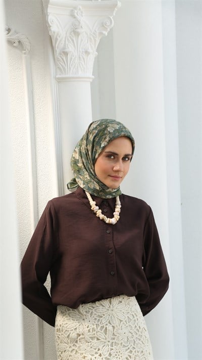 ROSELİER DESEN EŞARP MİNT YEŞİL