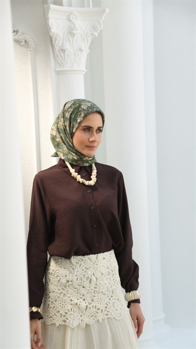 ROSELİER DESEN EŞARP MİNT YEŞİL