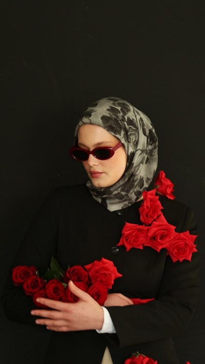 ROZA DESEN EŞARP ANTRASİT