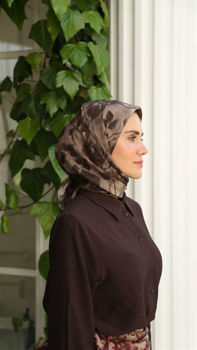 ROZA DESEN EŞARP KAHVE