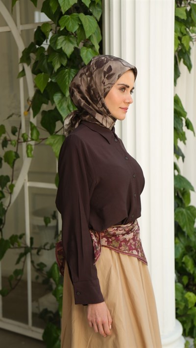 ROZA DESEN EŞARP KAHVE