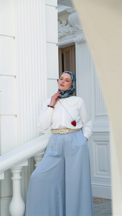 ROZA DESEN EŞARP PETROL MAVİ