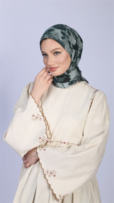 ROZA DESEN EŞARP TURKUAZ