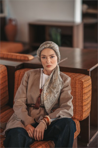 SADA DESEN ŞAL-KETEN RENGİ