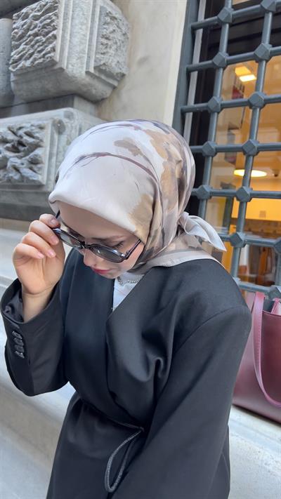 SAKURA DESEN EŞARP VİZON-4