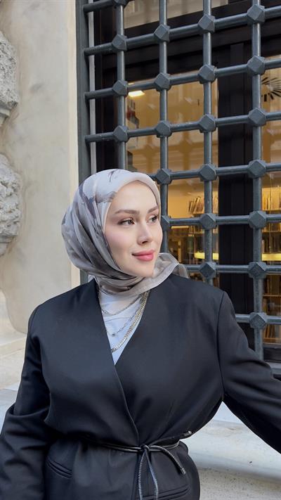SAKURA DESEN EŞARP VİZON-4