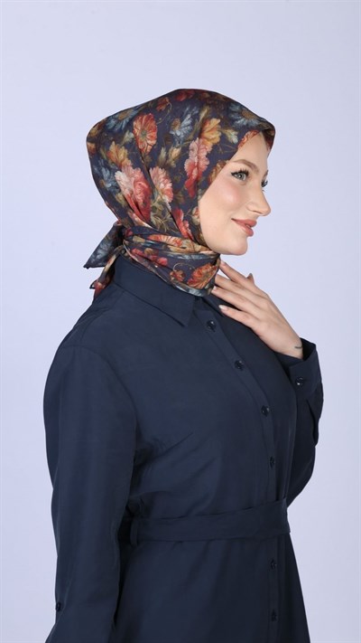 SECRET GARDEN DESEN EŞARP LACİVERT
