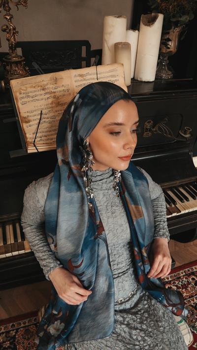 SILVA DESEN ŞAL LACİVERT-5