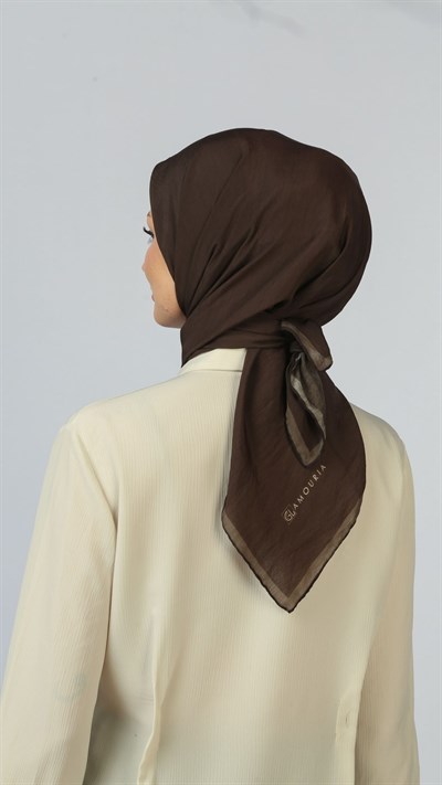 SOFT FRAME DESEN EŞARP ACI KAHVE