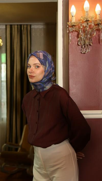 SOLVİA DESEN EŞARP LACİVERT-2