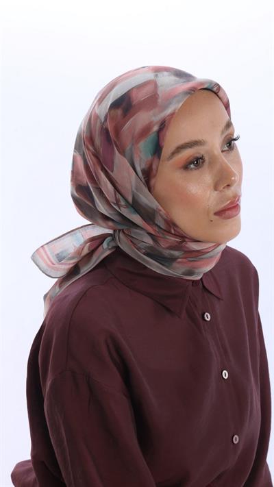SOLVİA DESEN EŞARP PEMBE-5