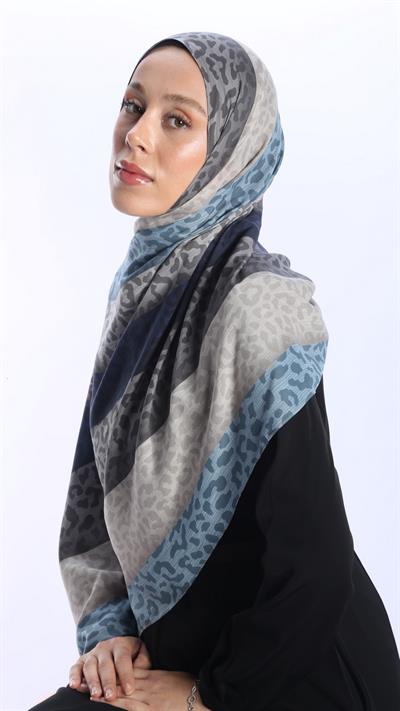 TİGORA DESEN ŞAL LACİVERT-1