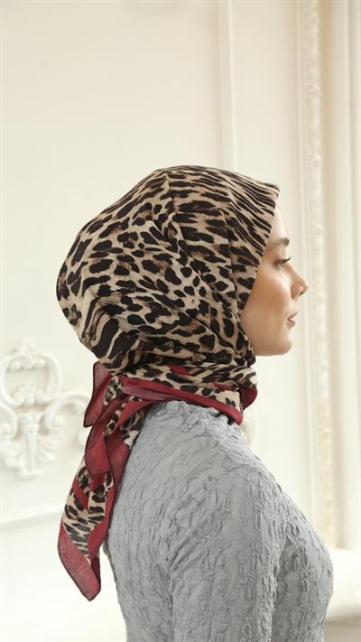 TİGRİS DESEN EŞARP BORDO-1
