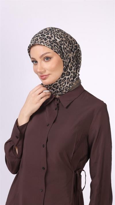 TİNY LEOPARD DESEN EŞARP HAKİ YEŞİL