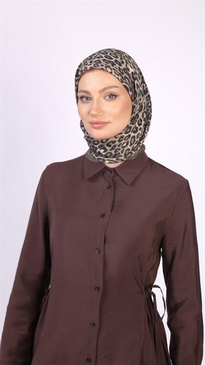 TİNY LEOPARD DESEN EŞARP HAKİ YEŞİL