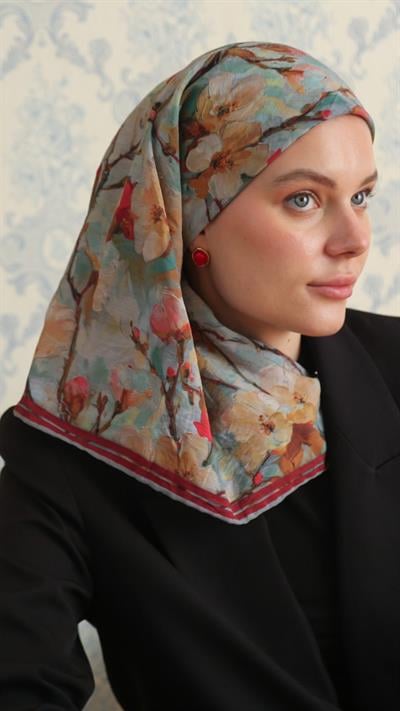VELİNA DESEN EŞARP AÇIK MAVİ-2