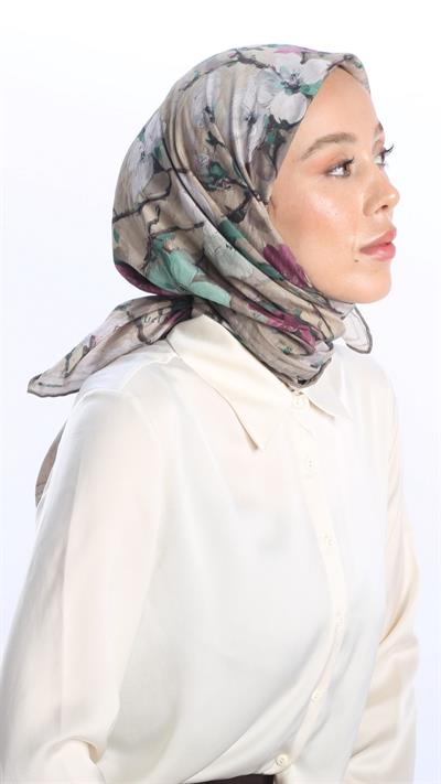 VELİNA DESEN EŞARP BEJ-8