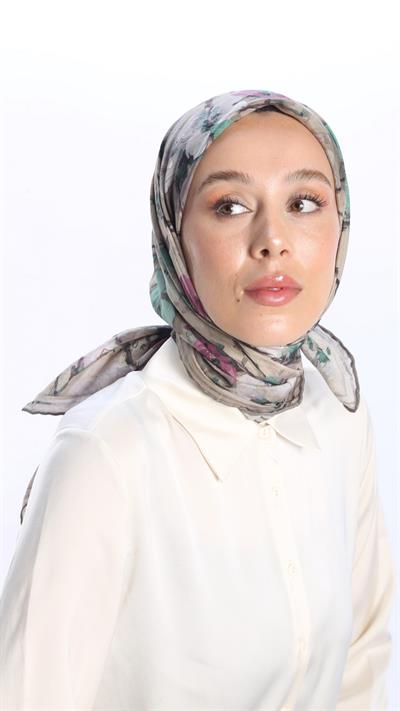 VELİNA DESEN EŞARP BEJ-8