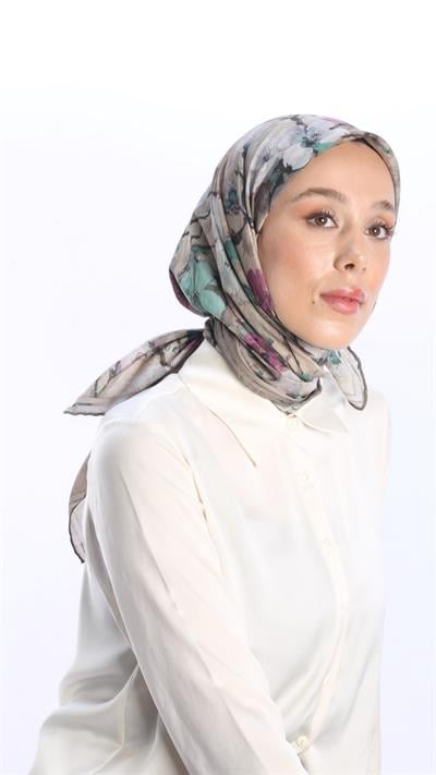 VELİNA DESEN EŞARP BEJ-8