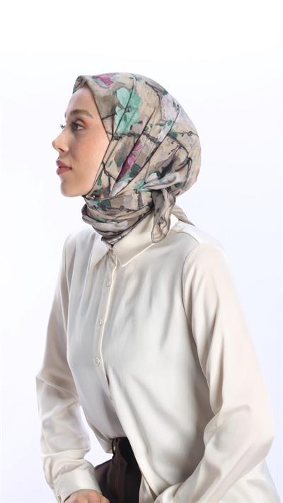 VELİNA DESEN EŞARP BEJ-8