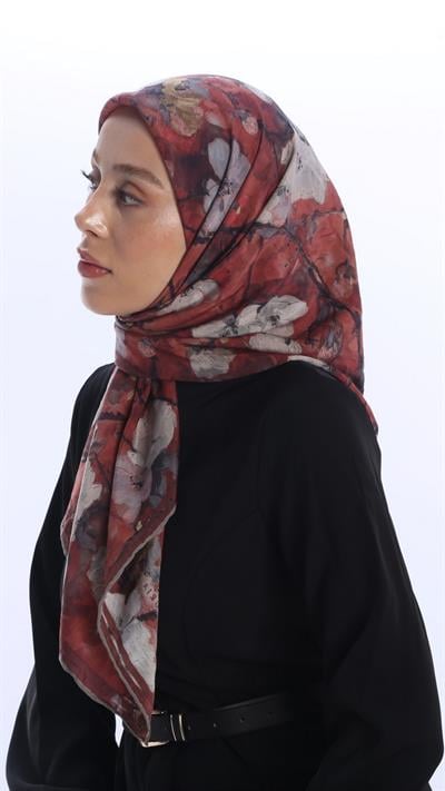 VELİNA DESEN EŞARP KIRMIZI-1