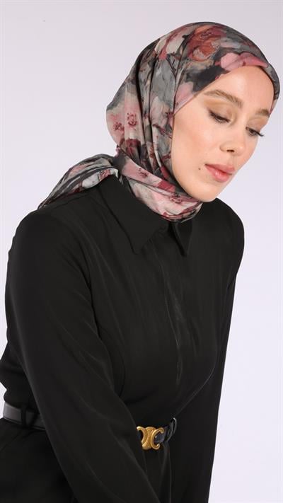 VELİNA DESEN EŞARP SİYAH-5