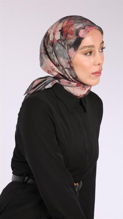 VELİNA DESEN EŞARP SİYAH-5