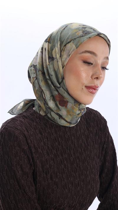 VELİNA DESEN EŞARP YEŞİL-10