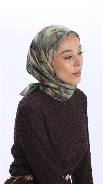 VELİNA DESEN EŞARP YEŞİL-10