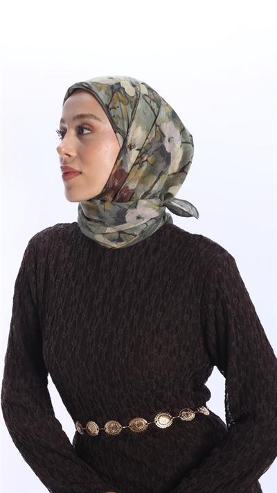 VELİNA DESEN EŞARP YEŞİL-10