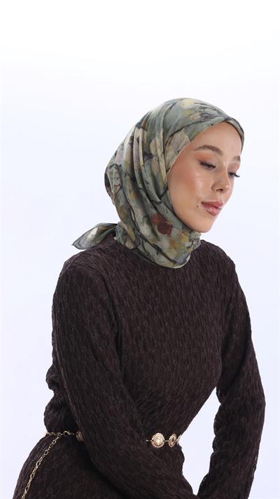 VELİNA DESEN EŞARP YEŞİL-10