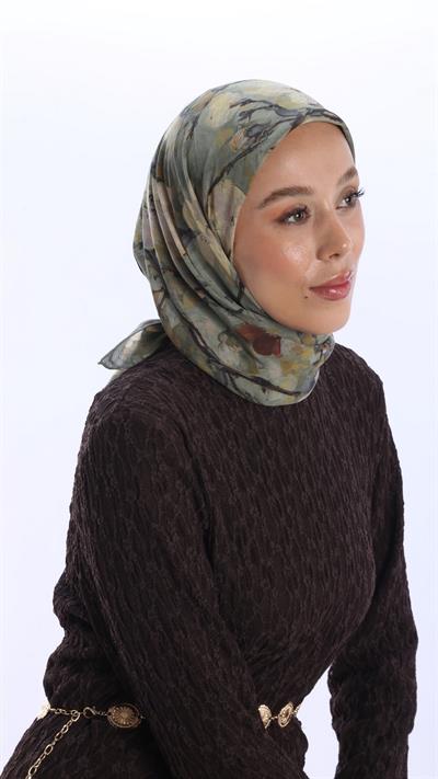 VELİNA DESEN EŞARP YEŞİL-10