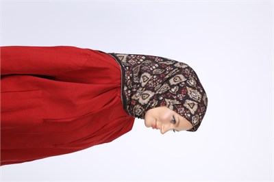 Vina Desen Eşarp Siyah Kırmızı