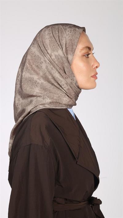 VİNTAGE DESEN EŞARP BEJ