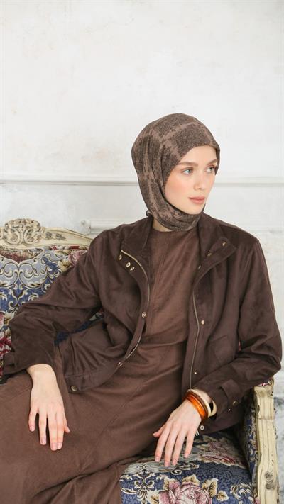 VİNTAGE DESEN EŞARP BEJ