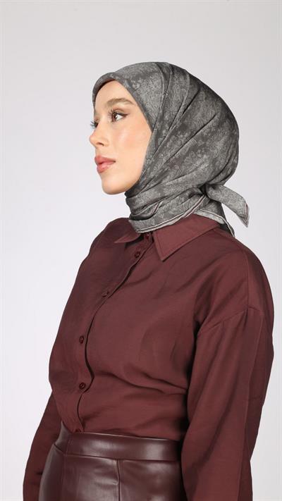 VİNTAGE DESEN EŞARP KOYU GRİ